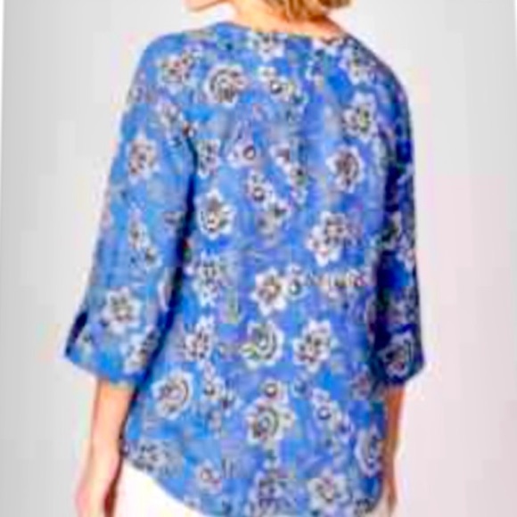J Jill Blue Floral NWOT  Love Linen Top - Picture 2 of 5